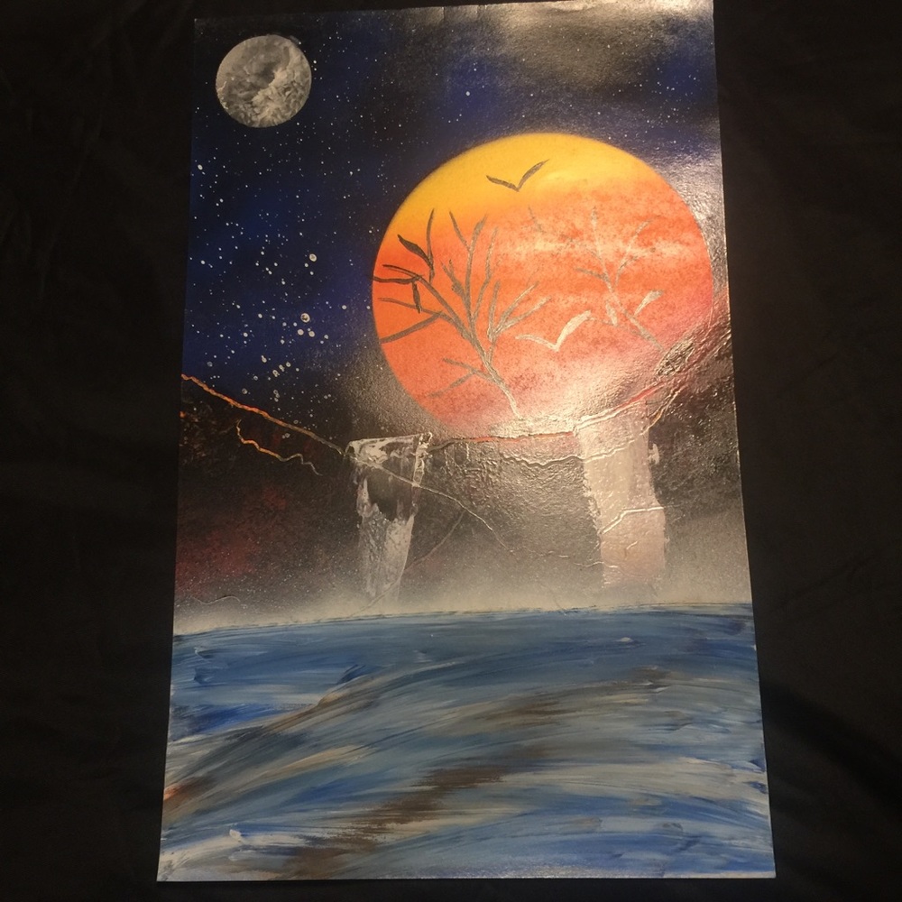 Waterfall Under a Blood moon